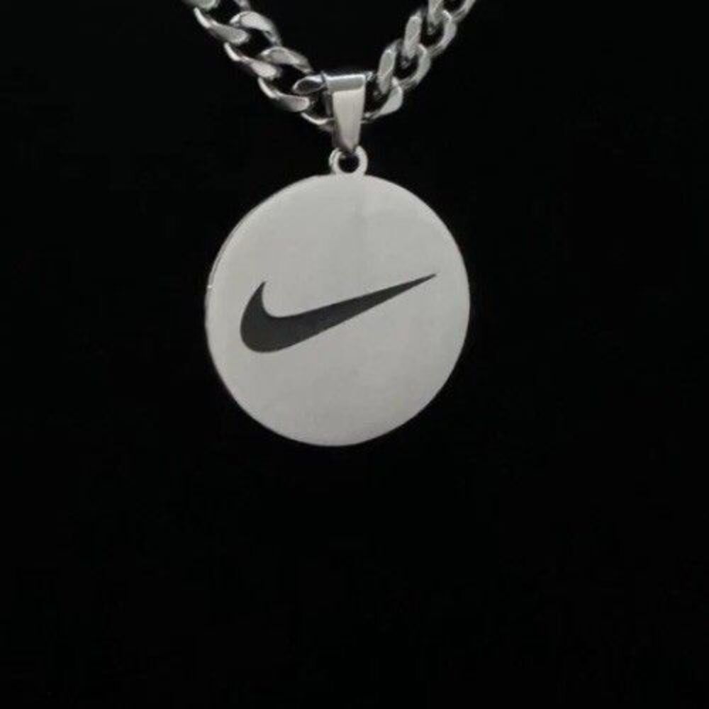Silver Swoosh Necklace Stainless Steel 20" INCH